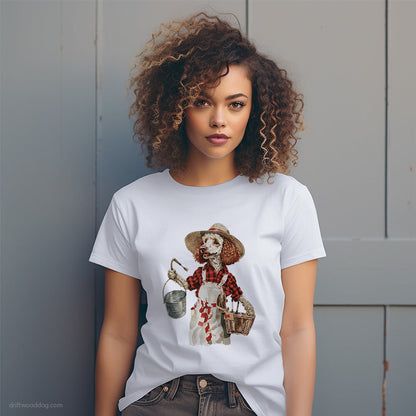 Poodle as a Happy Farmer T-Shirt – Dog T-Shirt for Women