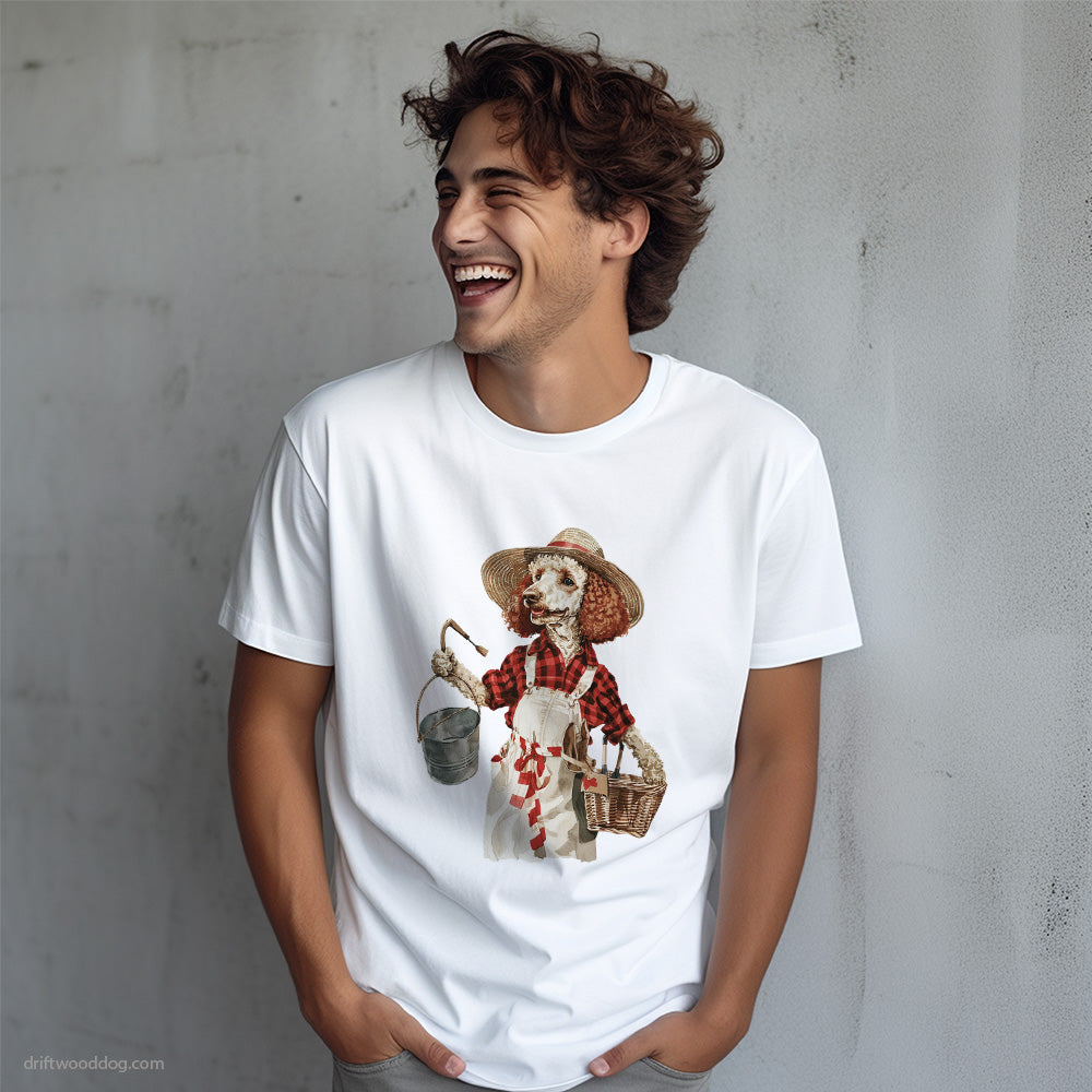 Poodle as a Happy Farmer T-Shirt – Dog T-Shirt for Men