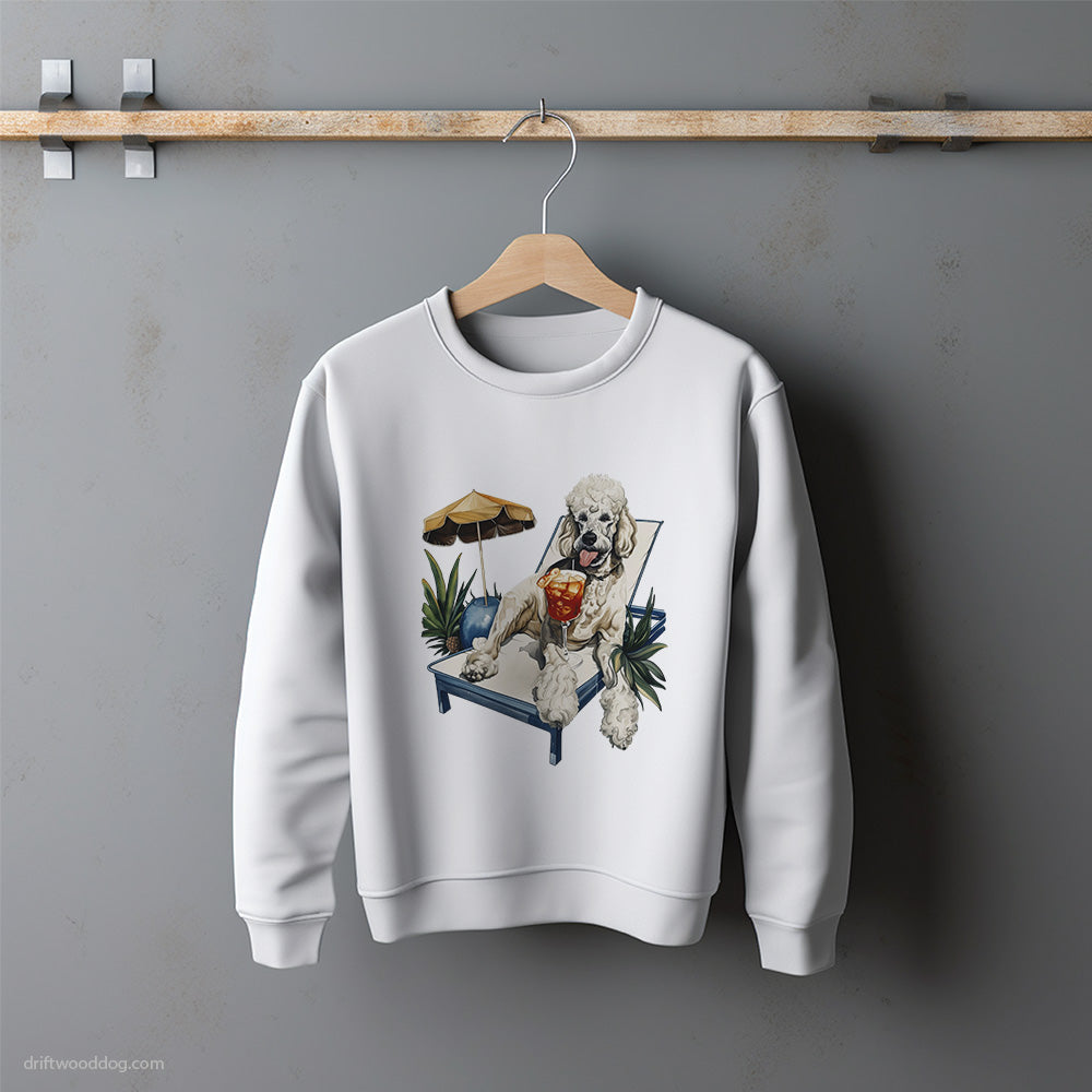 Poodle Lying on a Sun Lounger with a Cocktail Sweatshirt – Unisex Sweatshirt for Dog Lovers