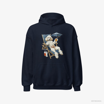 Poodle Relaxing on a Sunbed Navy Hoodie