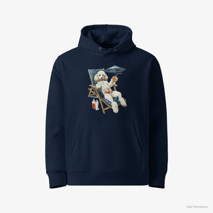 Poodle Relaxing on a Sunbed Navy Hoodie