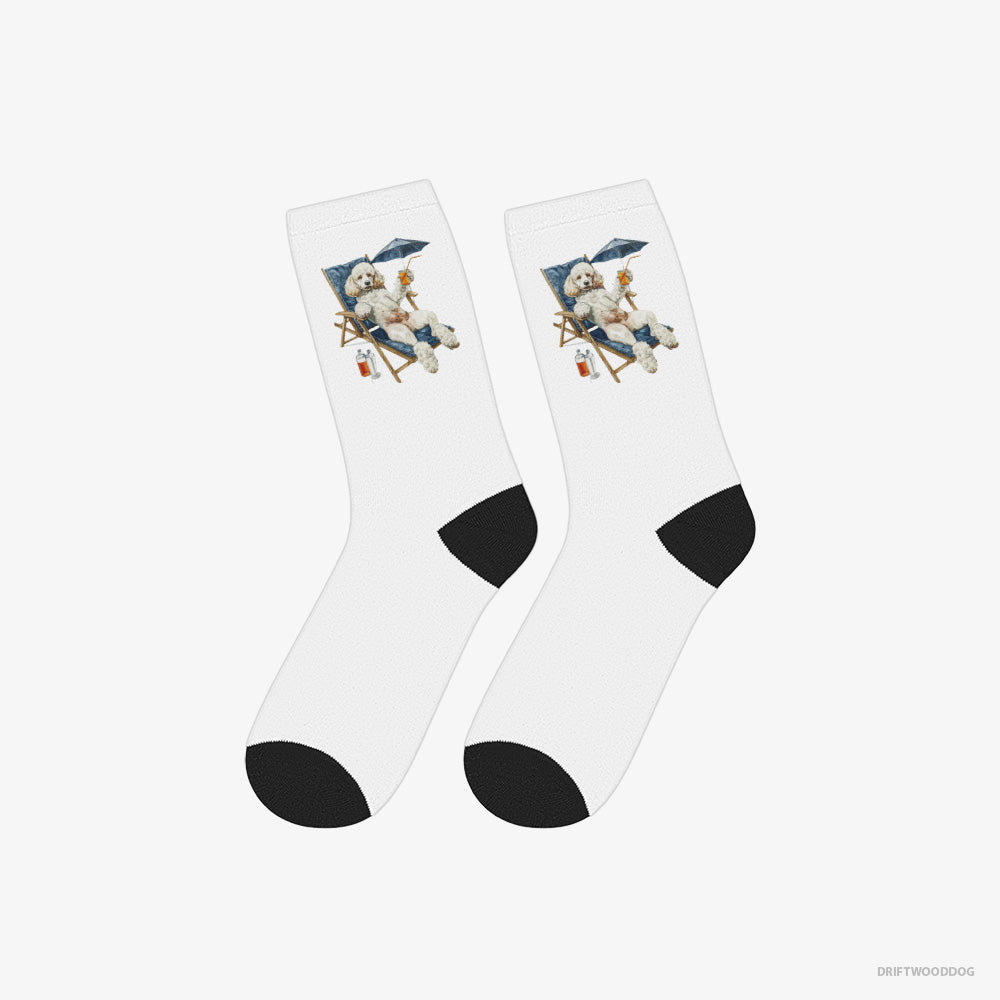 Poodle Relaxing on a Sunbed – Socks White – Classic