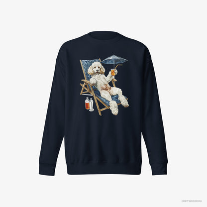 Poodle Relaxing on a Sunbed Navy Sweatshirt