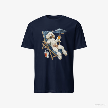 Poodle Relaxing on a Sunbed Navy T-Shirt