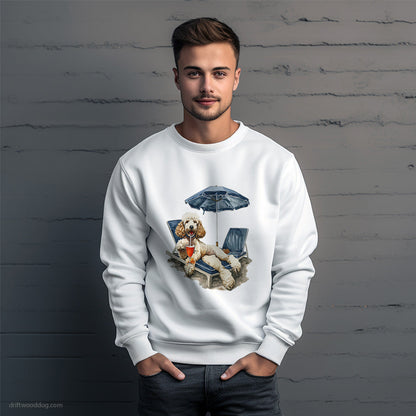 Poodle Resting on a Beach Chair Sweatshirt – Unique Dog Sweatshirt for Men