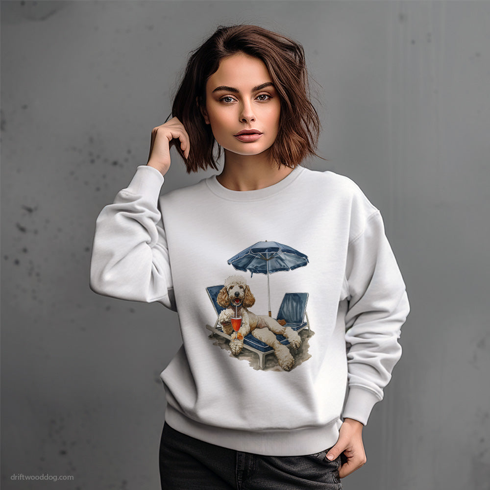 Poodle Resting on a Beach Chair Sweatshirt – Dog-Themed Gifts for Dog Lovers