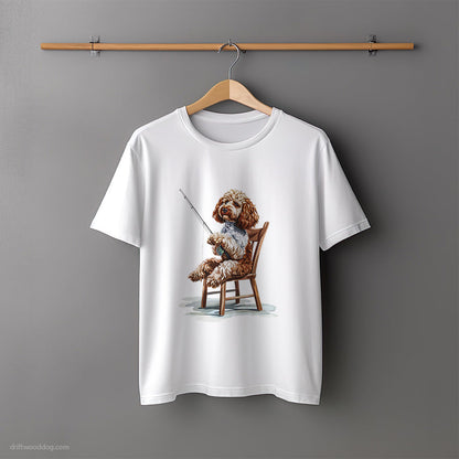 Poodle with a Fishing Rod T-Shirt – Unisex Tee for Dog Lovers