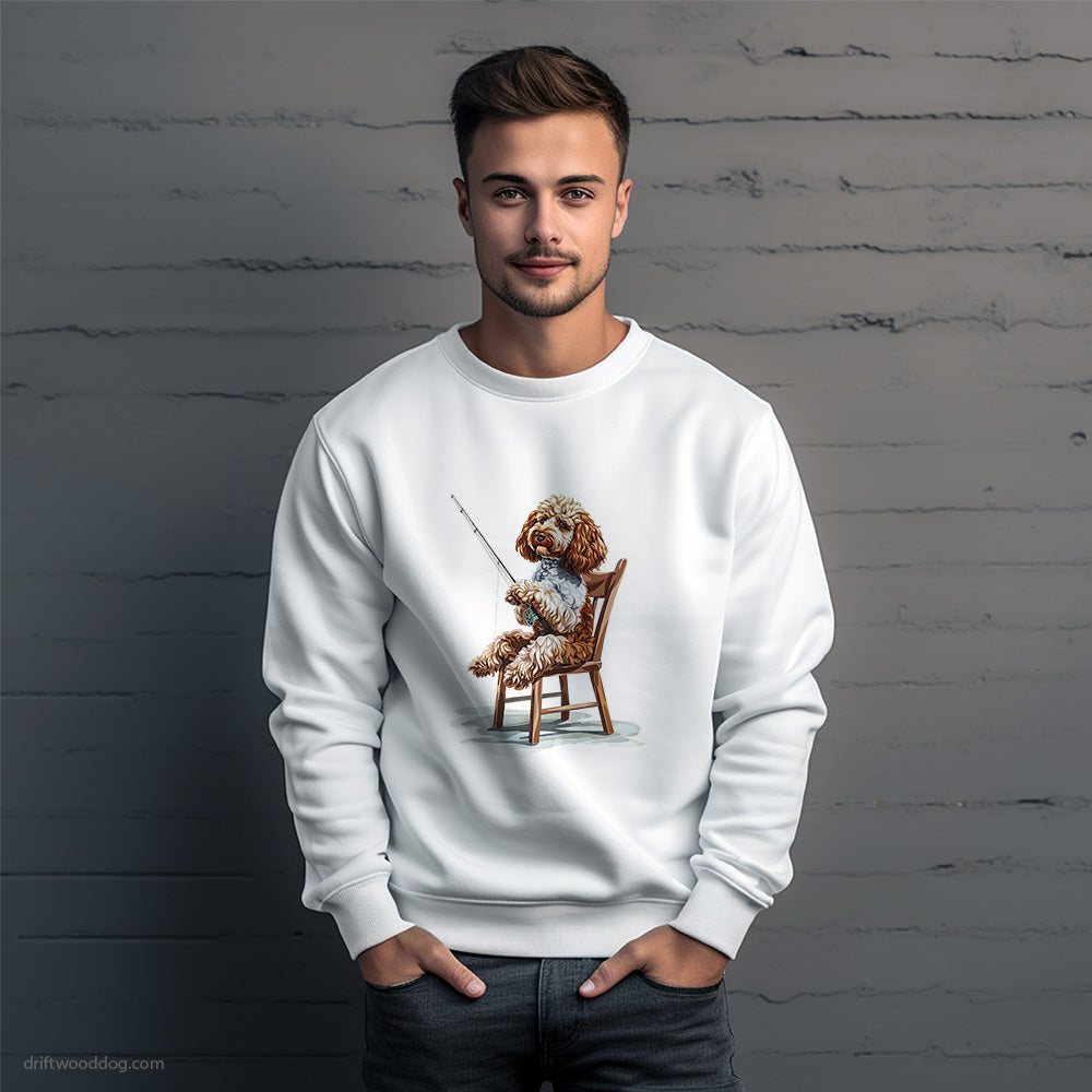 Poodle with a Fishing Rod Sweatshirt – Unique Dog Sweatshirt for Men