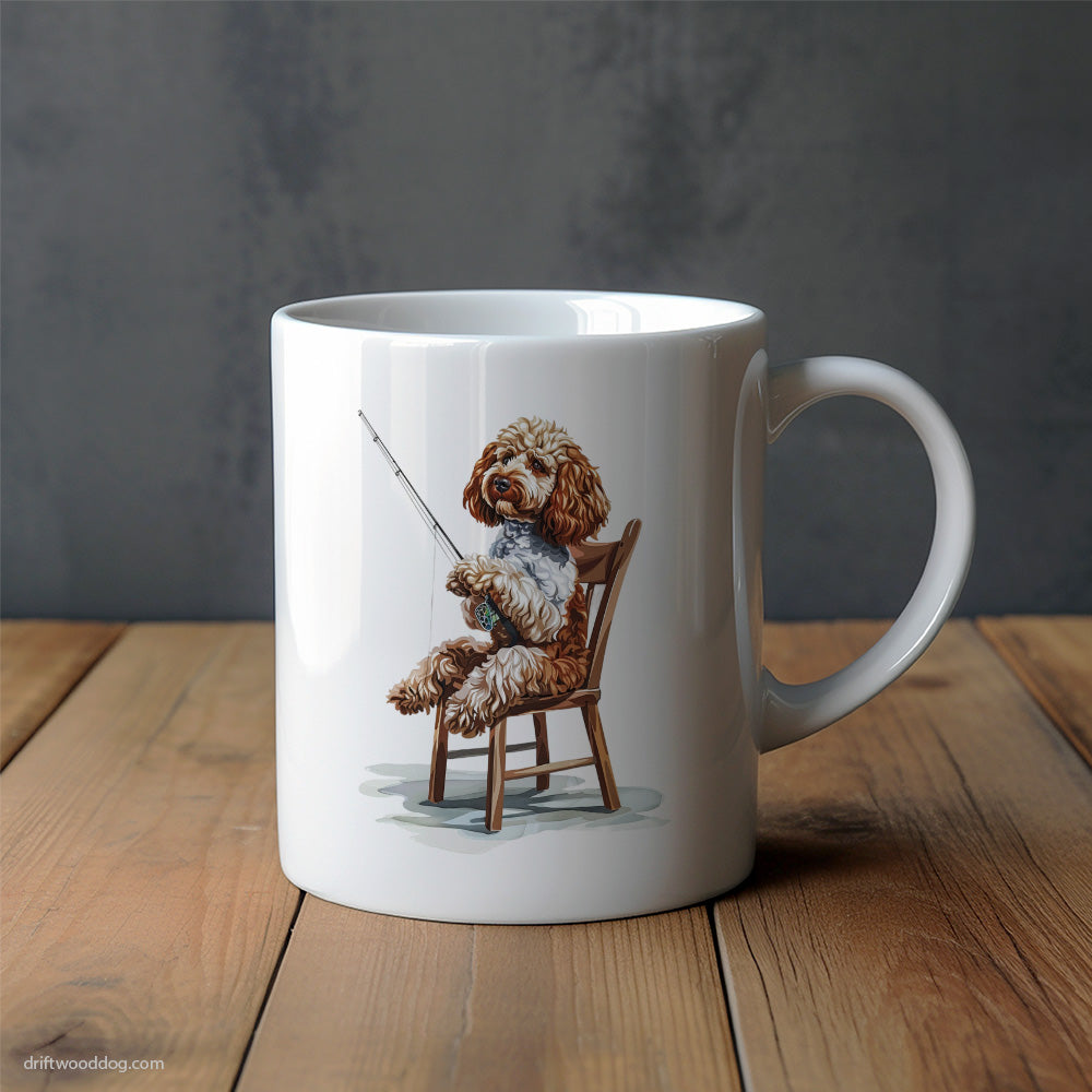 Poodle with a Fishing Rod Mug – Unique Dog Cups | Dog-Themed Mugs