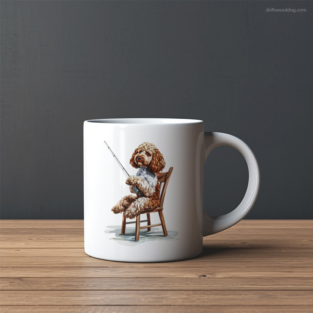 Poodle with a Fishing Rod Mug – Custom Dog Mugs | Personalized Pet Mugs