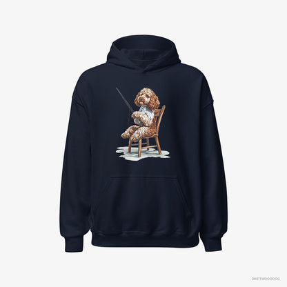 Poodle with a Fishing Rod Navy Hoodie