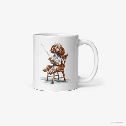 Poodle with a Fishing Rod White Mug