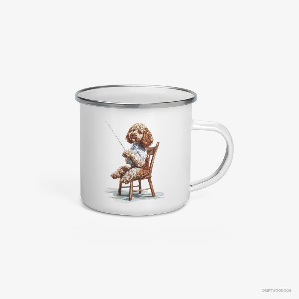 Poodle with a Fishing Rod Enamel Mug