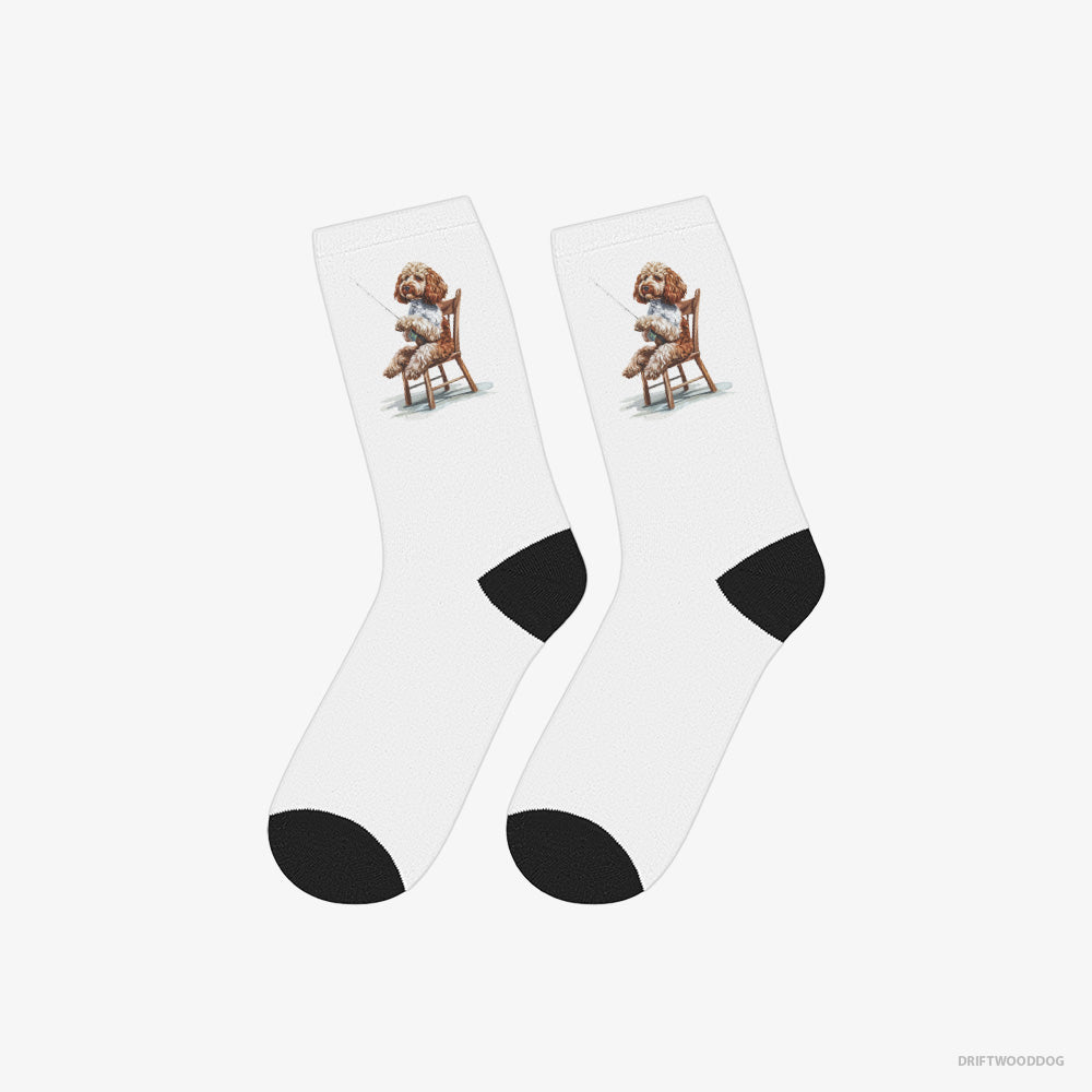 Poodle with a Fishing Rod – Socks White – Classic