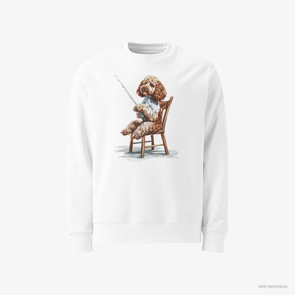 Poodle with a Fishing Rod White Sweatshirt