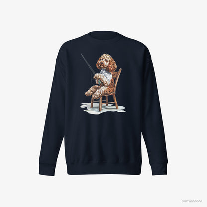 Poodle with a Fishing Rod Navy Sweatshirt