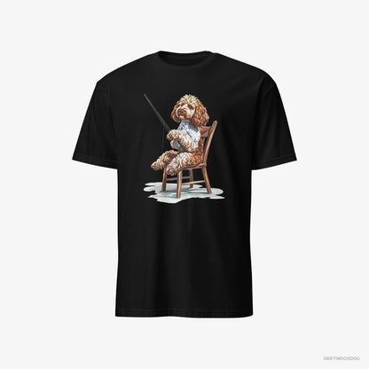 Poodle with a Fishing Rod Black T-Shirt