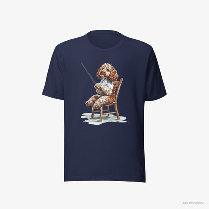 Poodle with a Fishing Rod Navy T-Shirt