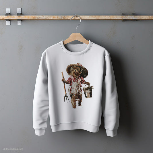 Yorkshire Terrier Dressed in Farmer's Clothes Sweatshirt – Unisex Sweatshirt for Dog Lovers