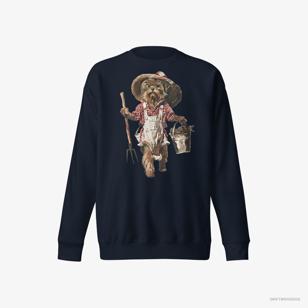 Yorkshire Terrier Dressed in Farmer's Clothes – Women's Sweatshirt Navy Eco – Eco-Friendly