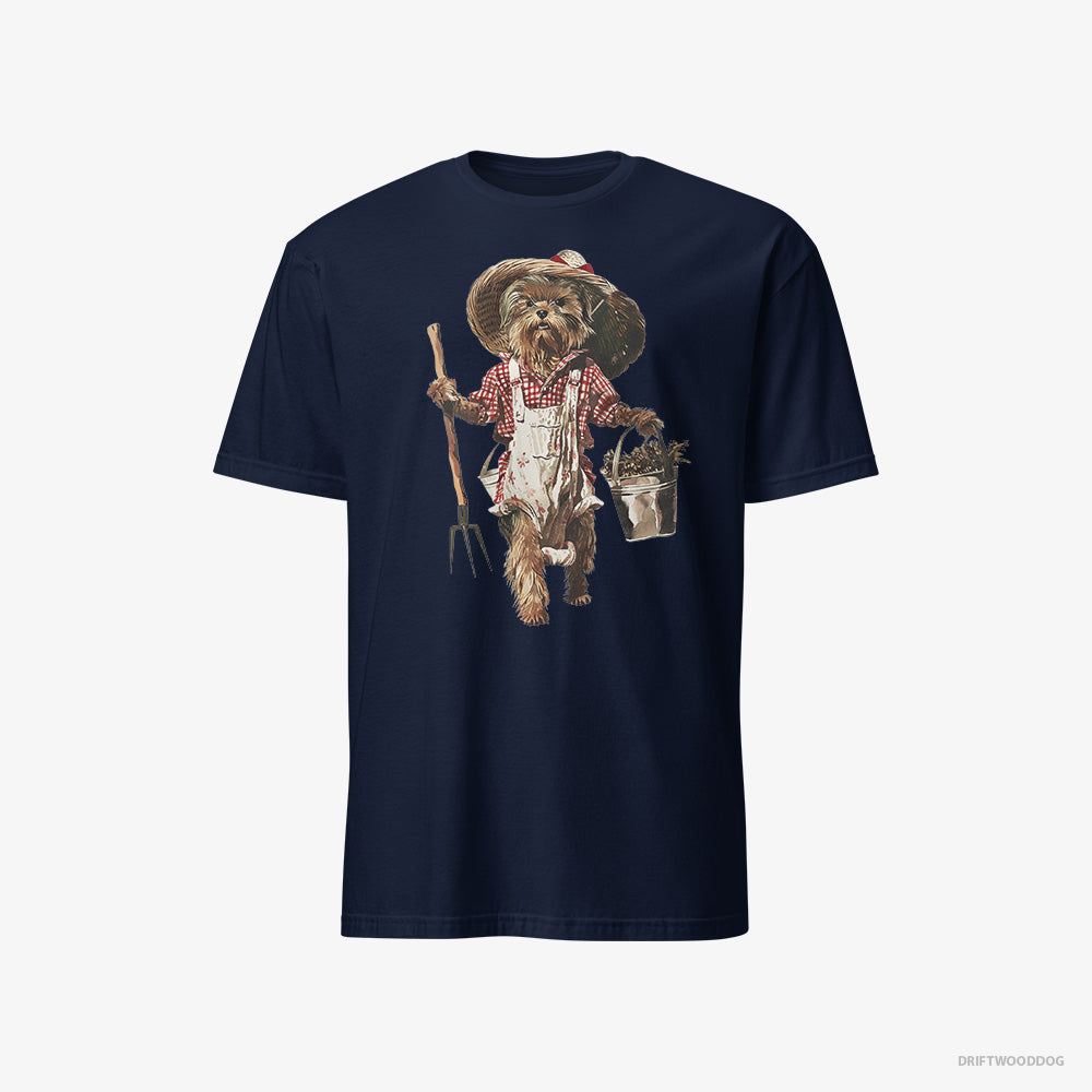 Yorkshire Terrier Dressed in Farmer's Clothes – Men's T-Shirt Navy – Classic