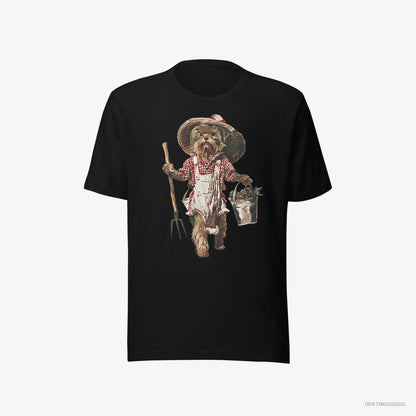 Yorkshire Terrier Dressed in Farmer's Clothes Black T-Shirt