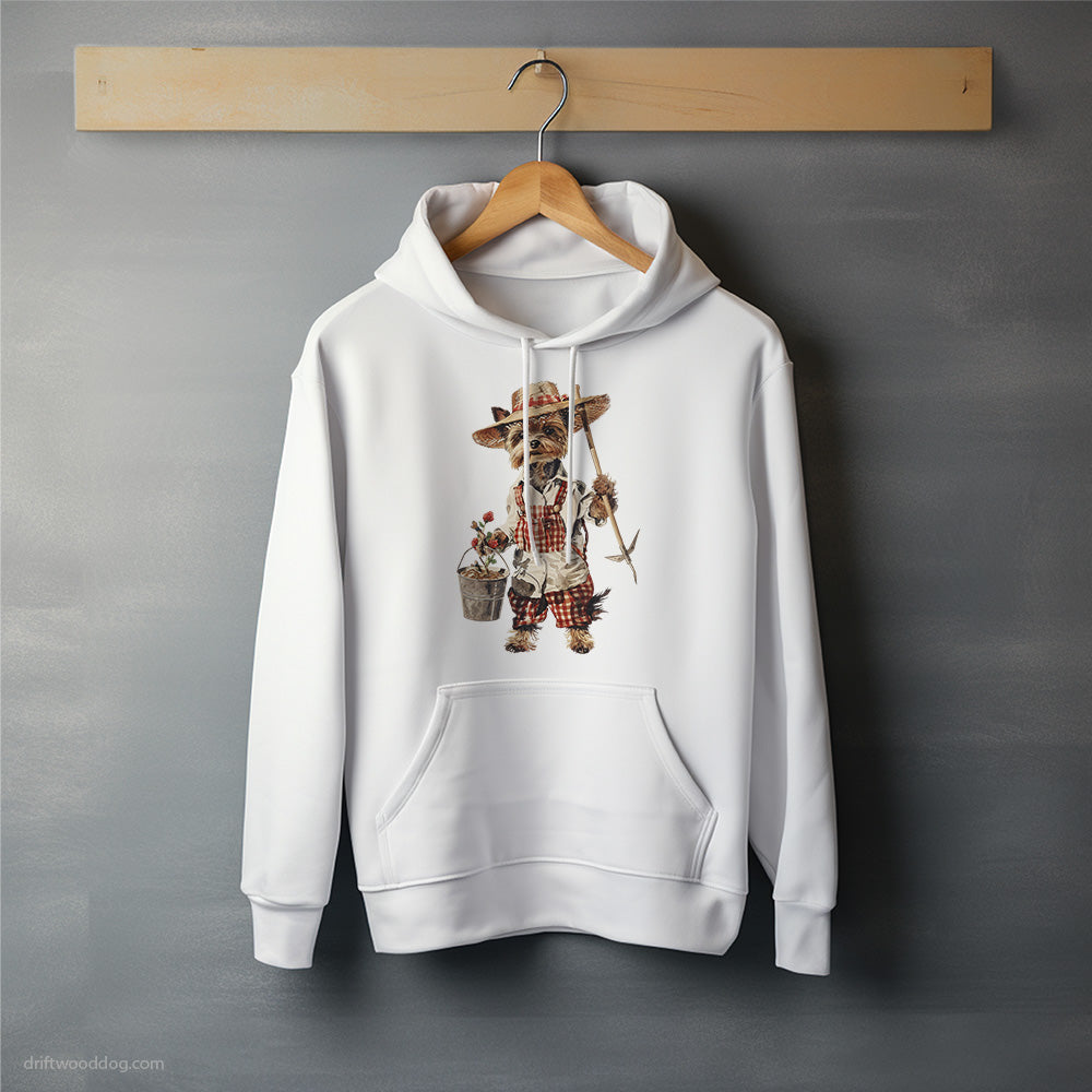 Yorkshire Terrier Dressed as a Farmer Hoodie – Unisex Hoodie for Dog Lovers