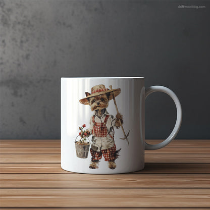 Yorkshire Terrier Dressed as a Farmer Mug – Funny Dog Coffee Mugs | Quirky Canine Drinkware