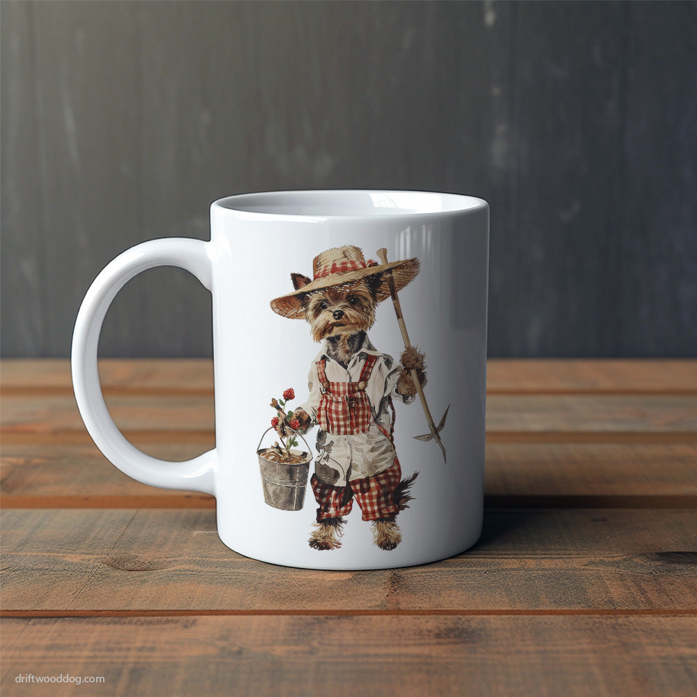 Yorkshire Terrier Dressed as a Farmer Mug – Cute Dog-Themed Mugs | Perfect Gifts for Dog Lovers