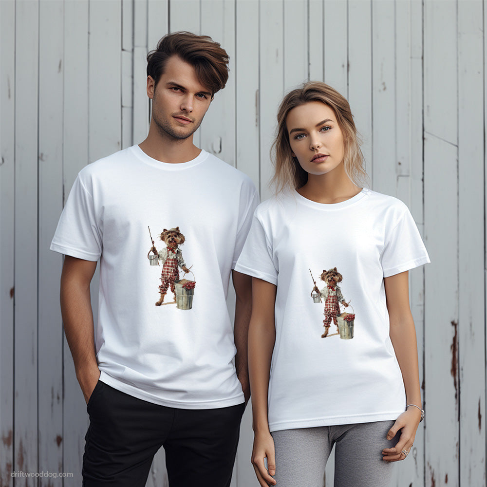 Yorkshire Terrier as a Happy Farmer T-Shirt – Unique Dog T-Shirts for Pet Lovers