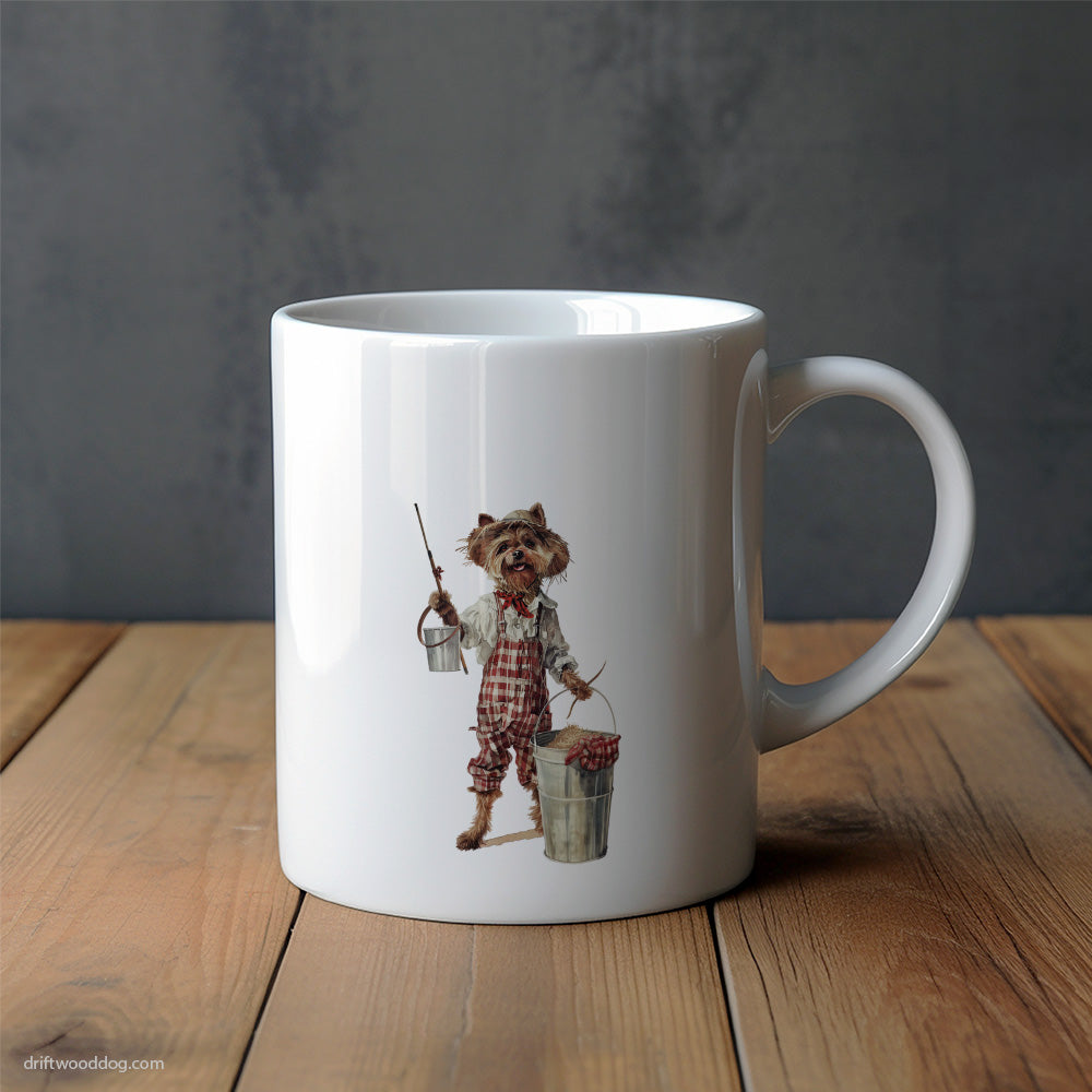 Yorkshire Terrier as a Happy Farmer Mug – Unique Dog Cups | Dog-Themed Mugs