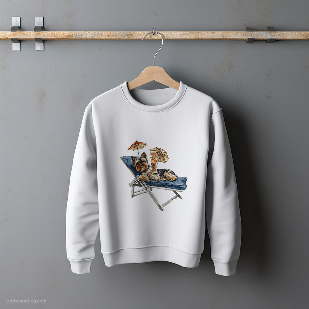 Yorkshire Terrier Lying on a Sun Lounger Sweatshirt – Unisex Sweatshirt for Dog Lovers