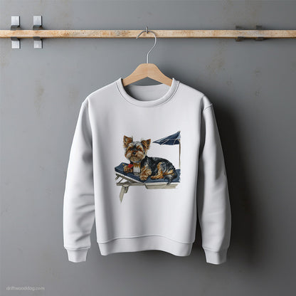 Yorkshire Terrier Relaxing on a Patio Lounger Sweatshirt – Unisex Sweatshirt for Dog Lovers