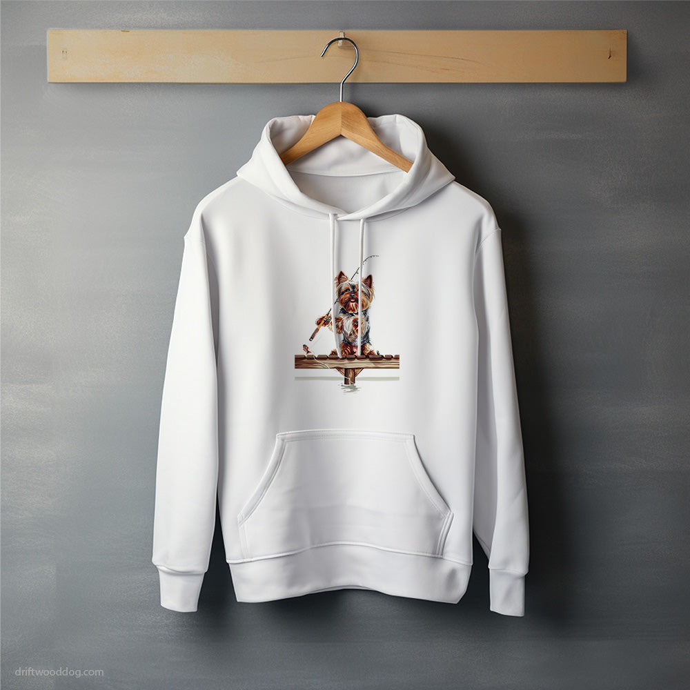 Yorkshire Terrier Catching Fish Hoodie – Unisex Hoodie for Dog Lovers