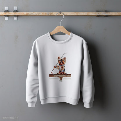 Yorkshire Terrier Catching Fish Sweatshirt – Unisex Sweatshirt for Dog Lovers