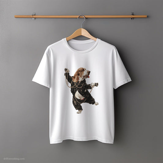 Basset Hound Dancing in Chains T-Shirt – Unisex Tee for Dog Lovers