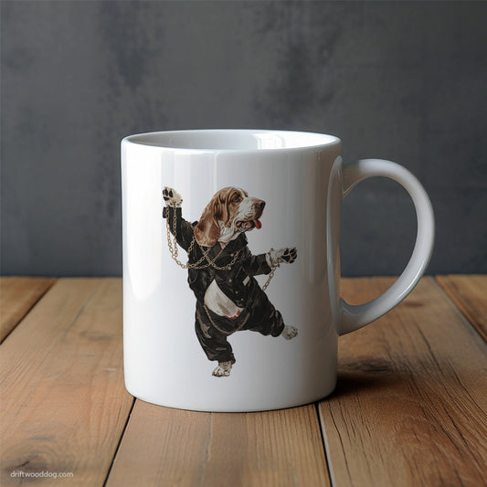 Basset Hound Dancing in Chains Mug – Unique Dog Cups | Dog-Themed Mugs