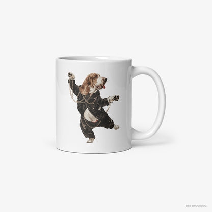 Basset Hound Dancing in Chains White Mug