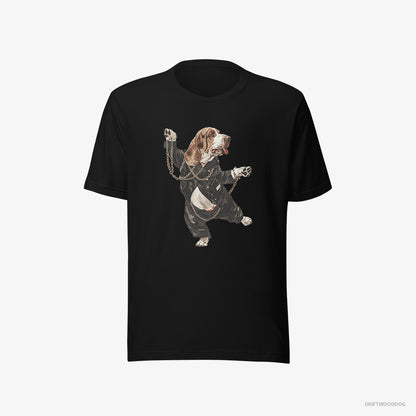 Basset Hound Dancing in Chains Black T-Shirt