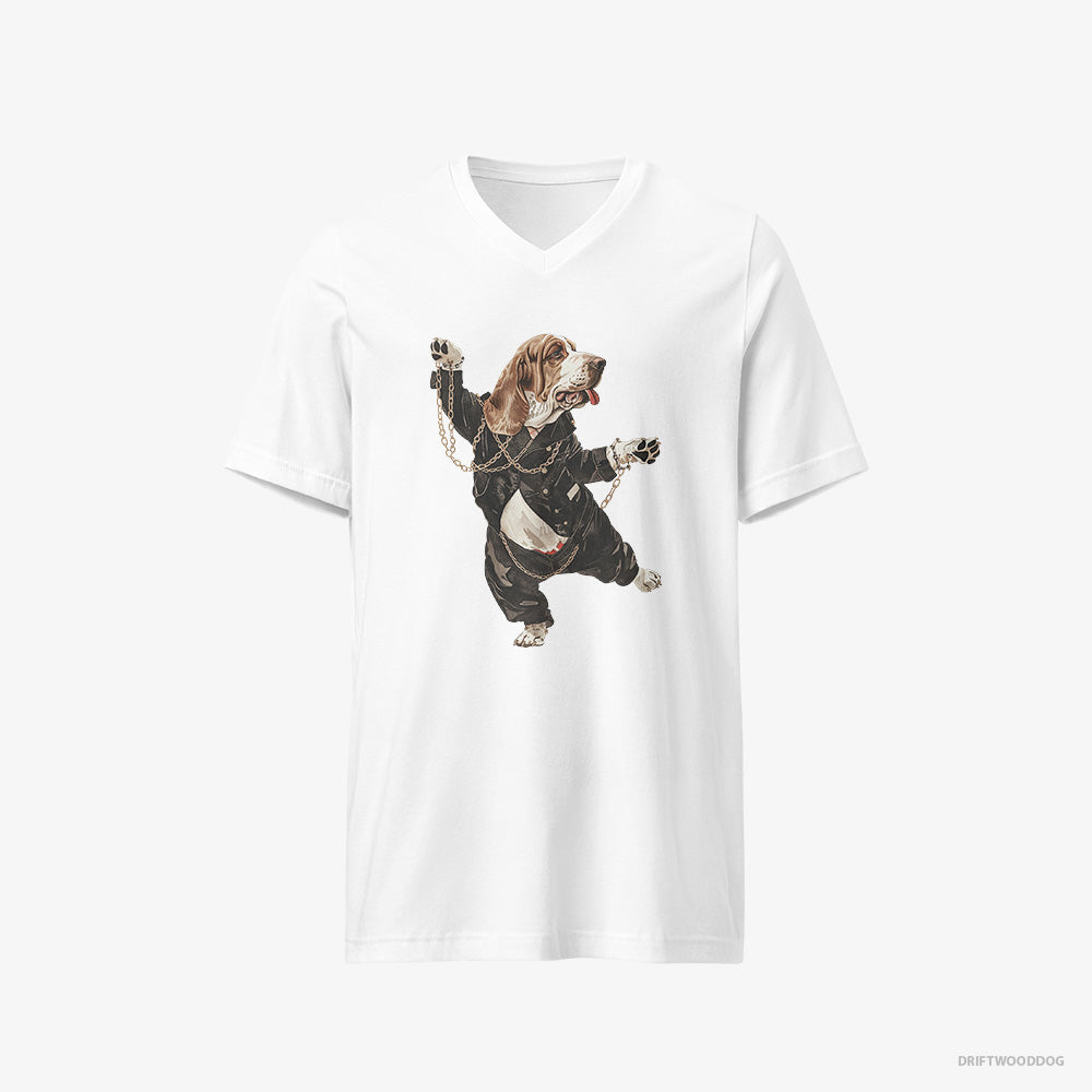 Basset Hound Dancing in Chains V-Neck T-Shirt