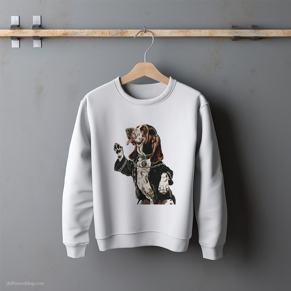 Basset Hound Raving to Techno Sweatshirt – Unisex Sweatshirt for Dog Lovers