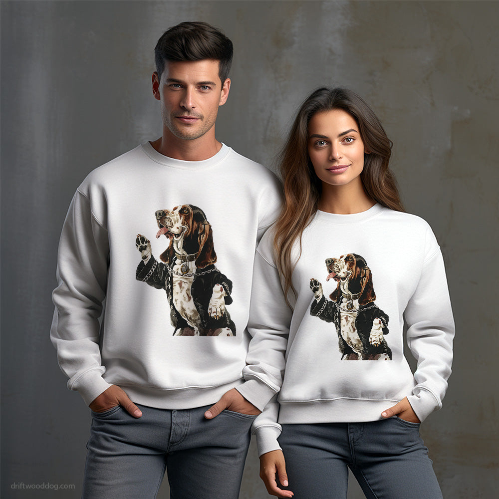 Basset Hound Raving to Techno Sweatshirt – Unisex Sweatshirt for Dog Owners