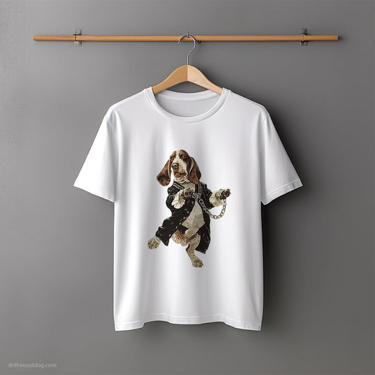 Basset Hound Grooving in Black T-Shirt – Unisex Tee for Dog Lovers