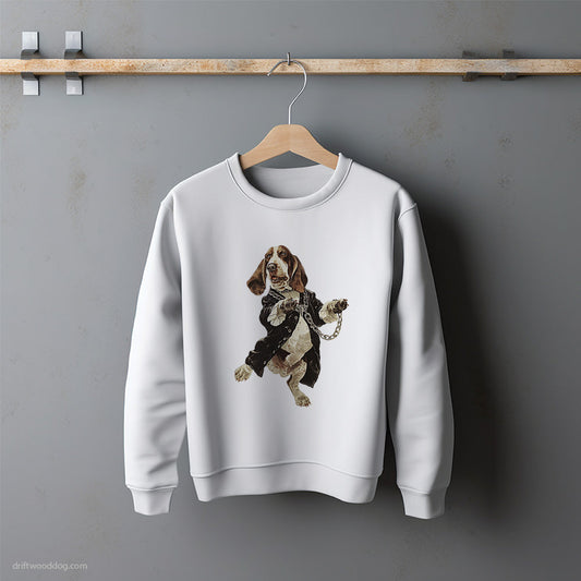 Basset Hound Grooving in Black Sweatshirt – Unisex Sweatshirt for Dog Lovers