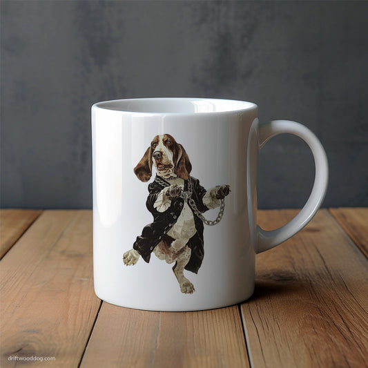 Basset Hound Grooving in Black Mug – Unique Dog Cups | Dog-Themed Mugs