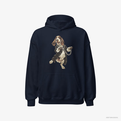 Basset Hound Grooving in Black Navy Hoodie