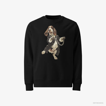 Basset Hound Grooving in Black Black Sweatshirt