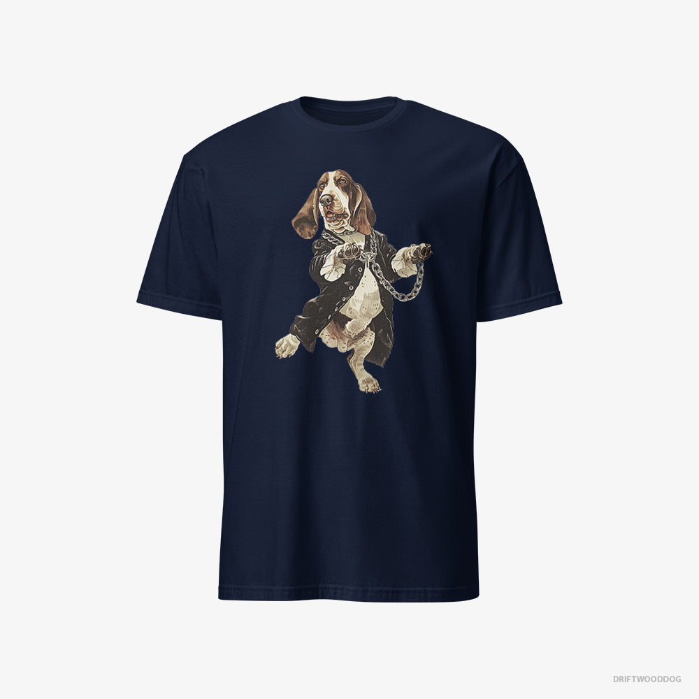 Basset Hound Grooving in Black – Men's T-Shirt Navy – Classic