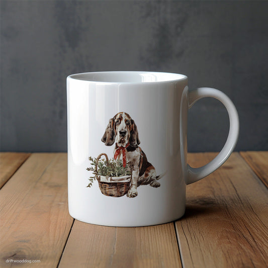 Basset Hound Tending the Garden Mug – Unique Dog Cups | Dog-Themed Mugs