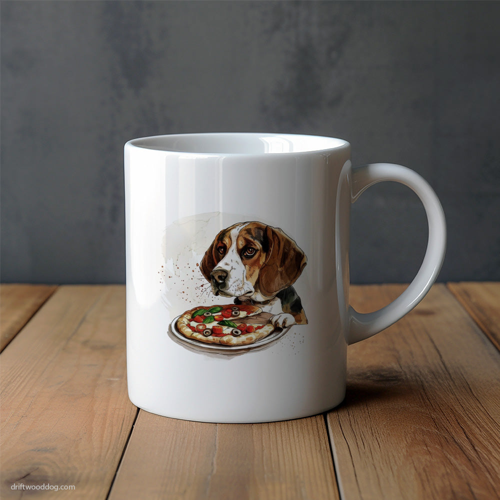 Funny Beagle Sniffing a Slice of Pizza Mug – Unique Dog Cups | Dog-Themed Mugs